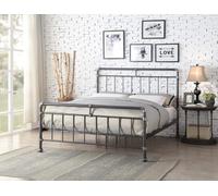 Flintshire Furniture Cilcain King Size 5Ft Black/silver Metal Bed Frame