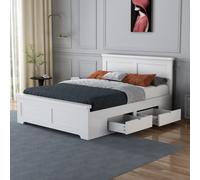 Flintshire Furniture Conway Four Drawer 5Ft King Size White Storage Bed Frame