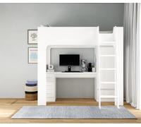 Flintshire Furniture Eden High Sleeper Bed In White With Desk And Storage