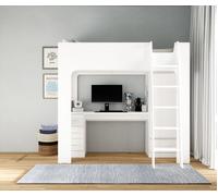 Flintshire Furniture Ltd Eden High Sleeper Bed with Desk & Storage in White | Size: Single Flintshire Furniture Ltd White Single
