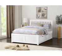 Flintshire Furniture Ltd Pentre Hardwood Fixed Drawer Bed Frame in White | Size: King Flintshire Furniture Ltd White King