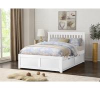 Flintshire Furniture Pentre Double 4Ft 6 Hardwood White Fixed Drawer Bed Frame