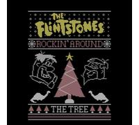 Flintstones Rockin Around The Tree Men's Christmas T-Shirt - Black - M