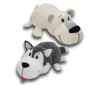 Flip a Zoo Asher Husky & Poppi Polar Bear 2 in 1 40cm Soft Plush Toy 020420