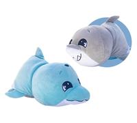 Goliath Games Flip-a-Zoo Mushmillows: Shark & Dolphin | The Toy that Flips For You! | 2-in-1 Super Squeezable, Squashy Pals | 15-inch Reversible Plush