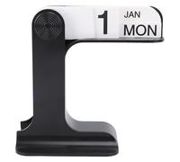 Flip Calendar, 17x9x15.7cm Desktop Flip Perpetual Calendar Universal Reusable Month Date Day Boards Flipping with Large Display for Home Office Decoration (Black)