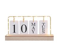 Flip Calendar For Desk Generic Flip Calendar with Light Reusable Daily Perpetual Desk Calendars with Wooden Base Standing Date and Weekly Day Flips Desktop Calendars for Office Bedroom Hotel Bar Decor