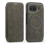 Flip Case for Google Pixel 9a Official Cover Support MagSafe |RFID Blocking| 3 Card Slots Wallet Shockproof Leather Stand Cover Magnetic Closure Phone Purse for Google Pixel 9a Grey