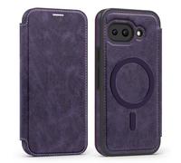 Flip Case for Google Pixel 9a Official Cover Support MagSafe |RFID Blocking| 3 Card Slots Wallet Shockproof Leather Stand Cover Magnetic Closure Phone Purse for Google Pixel 9a Purple