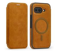 Flip Case for Google Pixel 9a Official Cover Support MagSafe |RFID Blocking| 3 Card Slots Wallet Shockproof Leather Stand Cover Magnetic Closure Phone Purse for Google Pixel 9a Brown