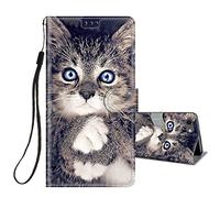 Flip Case for iPhone SE 2020 / 2022 5G - Protective Wallet Case with Kickstand, Card Slot, Shockproof Silicone Cover - Grey Cat