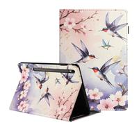 Flip Case for Samsung Galaxy Tab S10 Lite/ S10 FE 2025/ S9 FE 10.9 Inch/ S9 11 Inch 2023, Multi-Angle Stand Wallet Card Slots Cover Shockproof Shell Pen Holder/Auto Wake Sleep Swallows