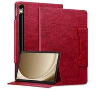 Flip Case for Samsung Galaxy Tab S10+ Plus 2024/ Tab S9+ Plus 2023 12.4 inch Shockproof Premium Leather with S-Pen Holder Cute Cat Magnetic Closure Wallet Cover, Auto Wake/Sleep - Red