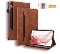 Flip Case for Samsung Galaxy Tab S11 Ultra 14.6" 2025 SM-X930 X936B, Premium PU Leather Stand Elastic Band Front Pocket Protective Tablet Cover for Galaxy Tab S11 Utlra, Brown