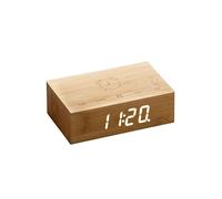 Flip Click Clock with LED Display & Alarm Natural Bamboo Wood Gingko Design Natural One Size