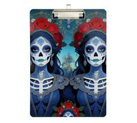 flip clipboard Dia De Los Muertos Mexican Flowers Transparent for Football Softball Coaching Size 9 x 12.5 Tablas para escribir