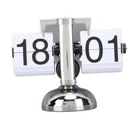 Flip Clock Automatic Small Balance Stainless Steel Desk Clock Mechanical Simple One Foot Flip Clock for Bedroom Living Room, Flip Clock Retro (Black Page)