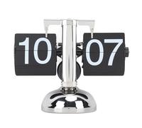 Flip Clock Large Number Battery Powered 304 Stainless Steel Tabletop Retro Flip Clock for Home Office 24 Hours (Black Page)