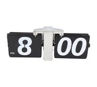 Flip Clock Retro Automatic Page Turning Clock Battery Powered for Living Room Bedroom Office Stylish Stainless Steel (Black #13)