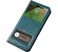 Flip Crocodile Texture Phone Case Holster, Leather Folio Kickstand Cover for Apple iPhone 14 Case 6.1 inch 2022 Can Answer Calls Quickly (Color : Cyan)
