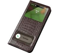Flip Crocodile Texture Phone Case Holster, Leather Folio Kickstand Cover for Apple iPhone 14 Case 6.1 inch 2022 Can Answer Calls Quickly (Color : Brown)