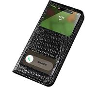 Flip Crocodile Texture Phone Case Holster, Leather Folio Kickstand Cover for Apple iPhone 14 Case 6.1 inch 2022 Can Answer Calls Quickly (Color : Svart)