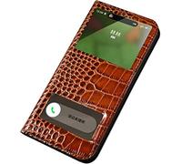 Flip Crocodile Texture Phone Case Holster, Leather Folio Kickstand Cover for Apple iPhone 14 Pro Case 6.1 Inch 2022 Can Answer Calls Quickly (Color : Brown)