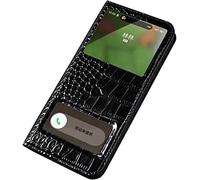 Flip Crocodile Texture Phone Case Holster, Leather Folio Kickstand Cover for Apple iPhone 14 Pro Case 6.1 Inch 2022 Can Answer Calls Quickly (Color : Svart)