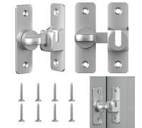 Flip Door Latch,90/180 Degree Gate Lock,2 pcs Flip Sliding Barn Door Lock,Security Small Gate Latch,Aluminum Alloy Right Angle Anti-Rust Latches Hardware for Garden Bathroom Garage Window,Silver