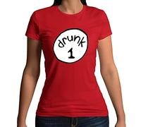 Flip Drunk Cat in The Hat Drinking Womens T-Shirt Red UK 10-12 (L)