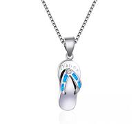flip flop necklace blue fire opal stone pendant necklaces for women bride jewelry necklace Made in China