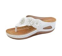Flip Flop Women's Platform Toe Post Mules Floral Pattern Cloud Shoes Peep Toe Slippers Bohemia Wedge Sandals Orthopaedic Summer Shoes Comfortable Leisure Shoes Lightweight Women's Sandals for Pool