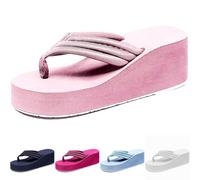 Flip Flop Women's Summer Elegant Slippers Women's Soft Slippers Platform Flip Flops Toe Separator Mules with Heel Household Shoes Non-Slip Wedge Sandals Beach House Slippers, hot pink, 9 UK