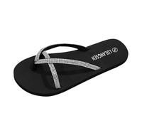 Flip Flop Women's Summer Shiny Rhinestone Casual Outer Flip Flops Beach Classic Flip Flops Sketches Women's Shoes, Toe Separator for Women, Sandals, Bathing Shoes, 100% Plastic-Free, Waterproof and