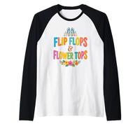 Flip Flops and Flower Tops Hibiscus Floral Summer Raglan Baseball Tee
