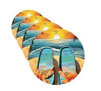 Flip flops and tropical beach scene Car Air Freshener Cards for Women Men 4 Pack Cute Car Accessories Long Lasting Scent Car Diffuser Hanging Auto Aromatherapy Tablets Car Fresheners Gifts