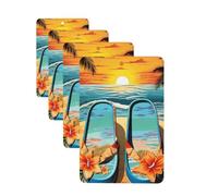 Flip flops and tropical beach scene Car Air Freshener Cards for Women Men 4 Pack Cute Car Accessories Long Lasting Scent Car Diffuser Hanging Auto Aromatherapy Tablets Car Fresheners Gifts