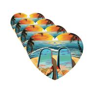 Flip Flops And Tropical Beach Scene Car Air Fresheners 4 Pcs Funny Hanging Car Air Fresheners Cute Long Lasting Scented Mirror Hanging Decoration Ornaments Gift For Men Women Heart Shape