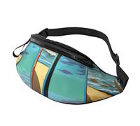 Flip flops and tropical beach scene Fanny Pack for Men Women, Waterproof Sports Waist Bag Fashion Belt Bag Crossbody Bags Hip Bum Bag with Adjustable Strap Large Sling Bag Purse for Travel Hiking