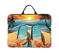 Flip Flops and Tropical Beach Scene Laptop Case Sleeve 14 inch Shockproof Protective Notebook Case Travel Laptop Bag with Handle Waterproof Computer Cover Briefcase Handbags for Men Women