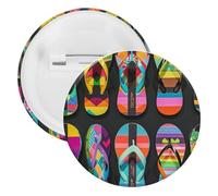 Flip Flops Badge Metal Round Pins, Lightweight Brooch for Backpack, Fashion Button Pins Badge for Shirts, Jackets, Shawl Coat, Unisex, 12PCS, Tinplate, metal round pins