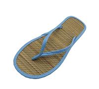 Flip Flops Bamboo Women's Slippers Toe Separator Summer Mules Flower Sandals Flat Comfortable Non-Slip Silent Bamboo Rattan Flop Slippers, Black, EU 41