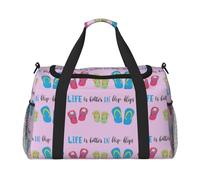 Flip Flops Calligraphy Beach Shoes Print Ample Space Travel Duffle Bags Large Capacity Hand Travel Bag for Airplane Weekend