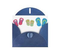 Flip Flops Calligraphy Beach Shoes Print Greeting Cards With Envelopes,Holiday,Birthday,Wedding,And All Occasions