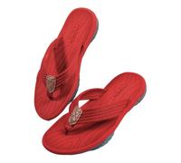 Flip Flops for Mens Ergonomic Arch Support Woven Upper Sport Flip Flops Fashion Causal Beach Thong Sandals Red 11 UK