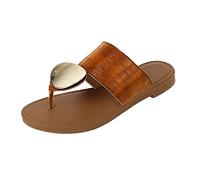 Flip Flops for Women Non-Slip Comfortable with Clip Toes, Lightweight Flip Flops Soft Soles Hiking Shoes with Peach Heart Toe Sandals Summer Beach Sandals for Holidays, brown, 8 UK