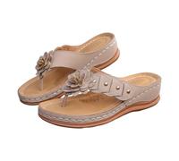 Flip Flops for Women Orthopedic Sandals for Women Arch Support Wedge Flip Flops Wide Fit New Summer Slides Non-Slip Beach Shoes Toe Post Slippers Dressy Platform Travel Sandal Thong Sliders Khaki