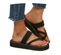 Flip Flops for Women Toe Post Orthopedic Wedge Flip Flops Flat Summer Sandals for Women UK Beach Pool Shower Sandals Comfort （Black，3.5