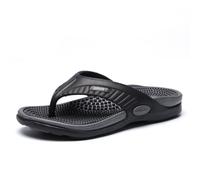 Flip-flops Massage Slippers, Summer Breathable Beach Shoes,Acupressure Massage Slippers,Comfort Arch Flip Flop Sandal for Plantar Fasciitis Flat Feet Heel Pain Relief(Size:EU 46,Color:Black)