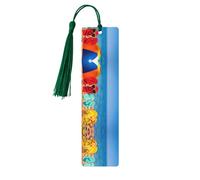 Flip-Flops On A Sandy Beach Print 5pcs Wooden Bookmarks with Tassels, Reading Page Markers Book Marks, Gifts for Men Women